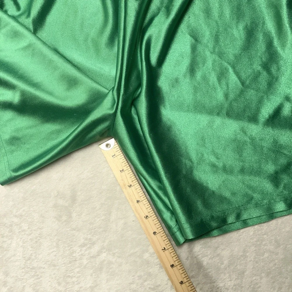 Vintage Made in Canada Shiny Silky Dazzle Shorts Mens Large Green Baggy Y2K 90s - Picture 5 of 8